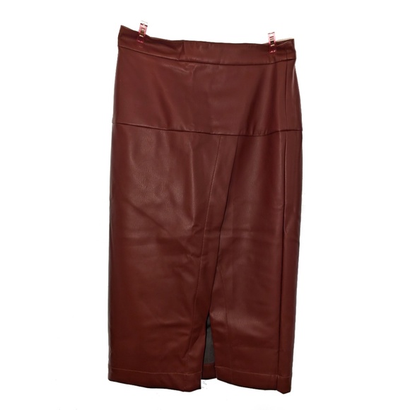 NWT By Anthropologie Faux Leather Toledo Skirt 2 - Picture 3 of 4